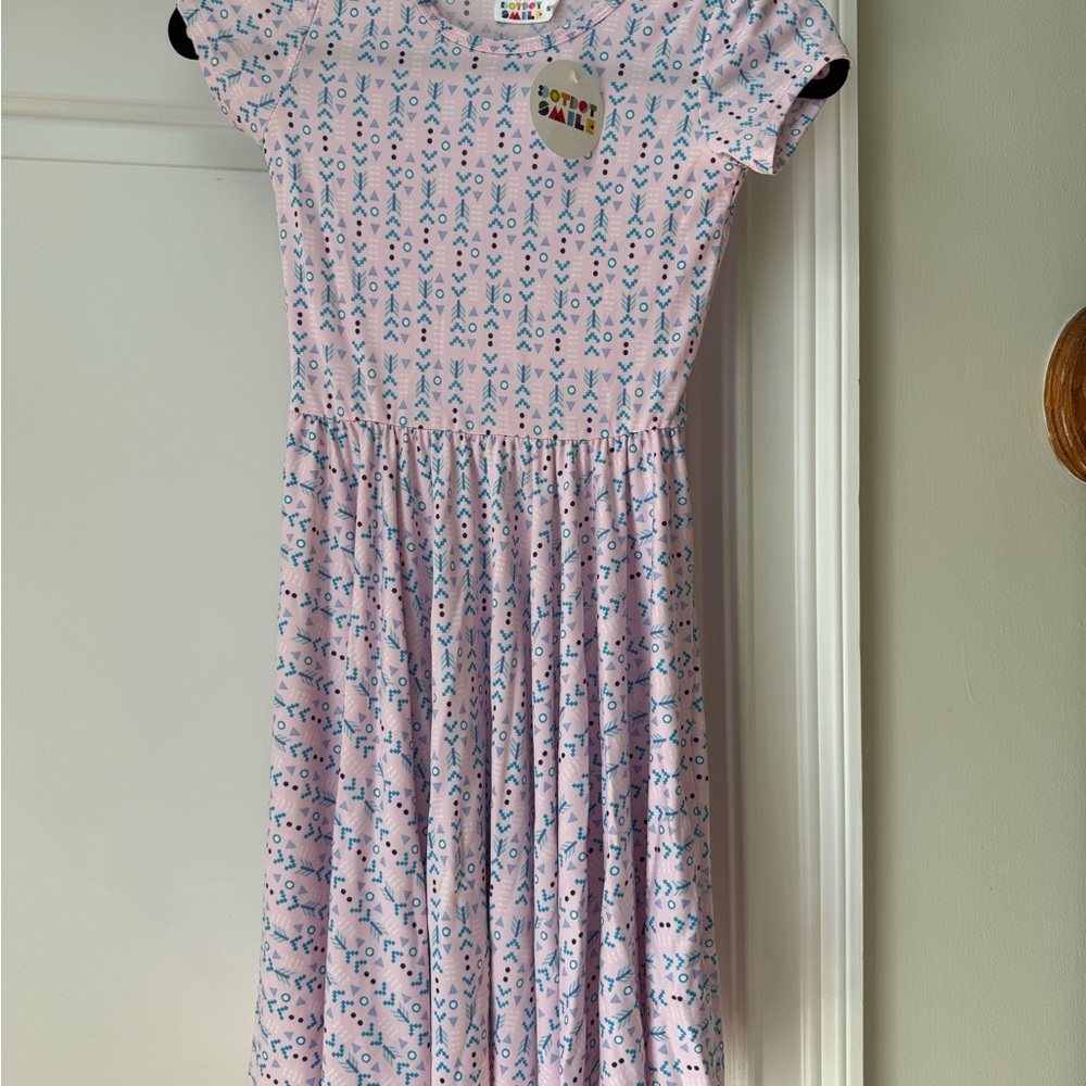 Dot Dot Smile Pink and Blue Geometric Kids Dress